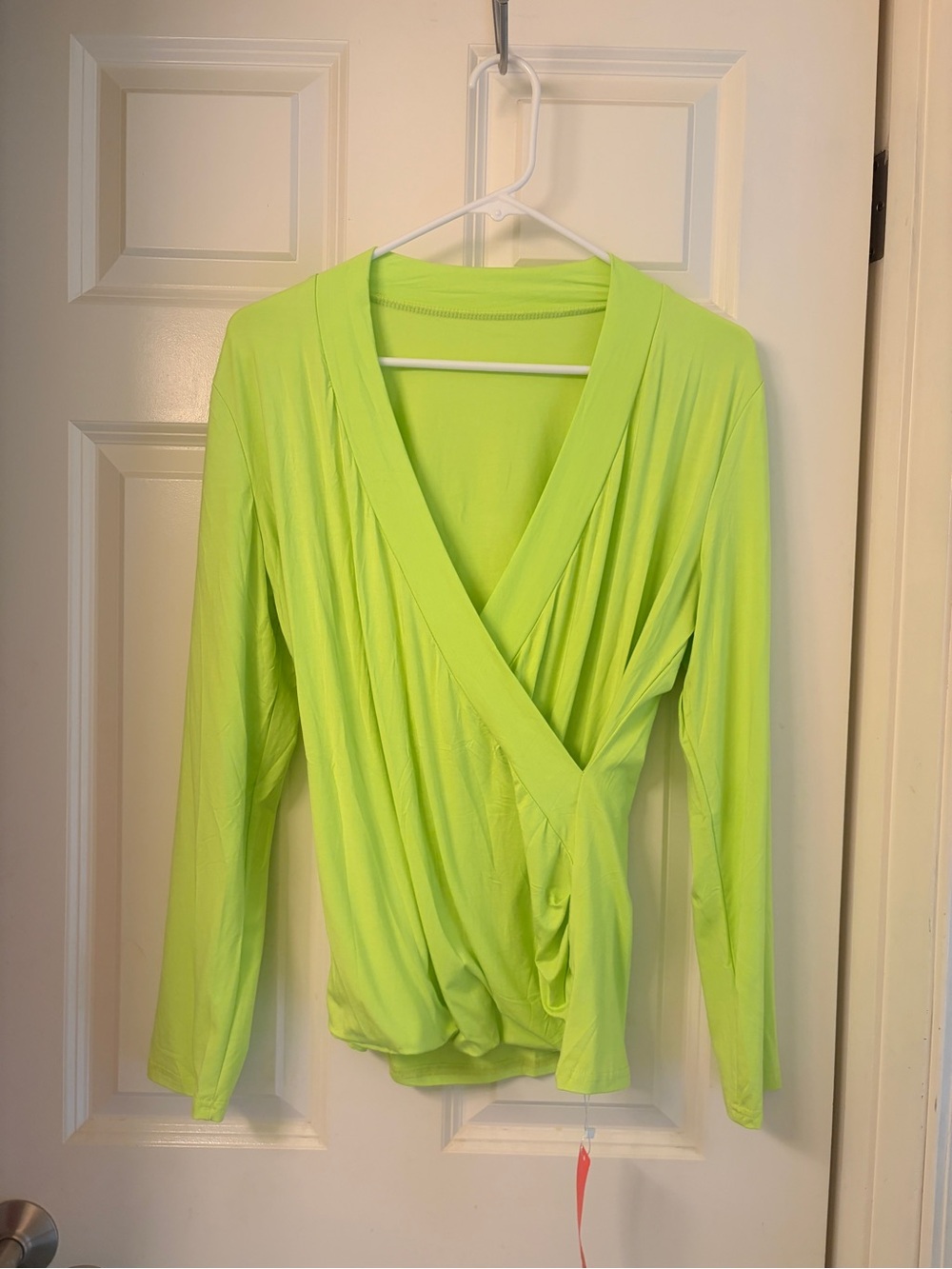 Neon Lime Surplice Long-Sleeve Top